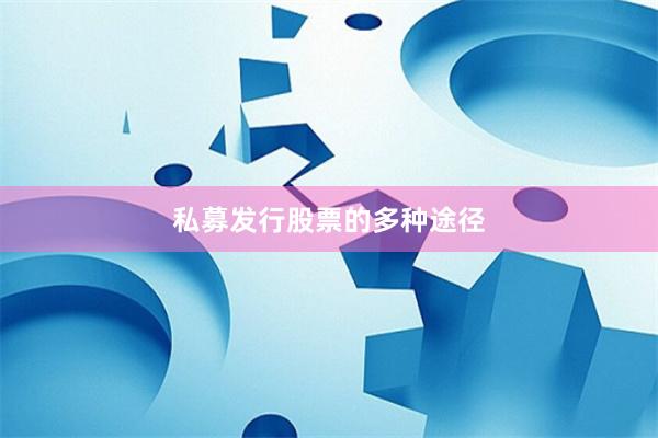 私募发行股票的多种途径